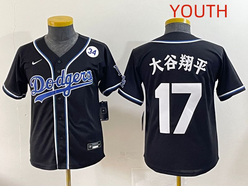 Youth 2025 Los Angeles Dodgers #17 Ohtani Black Three generations Fashion Nike MLB Jersey style 22